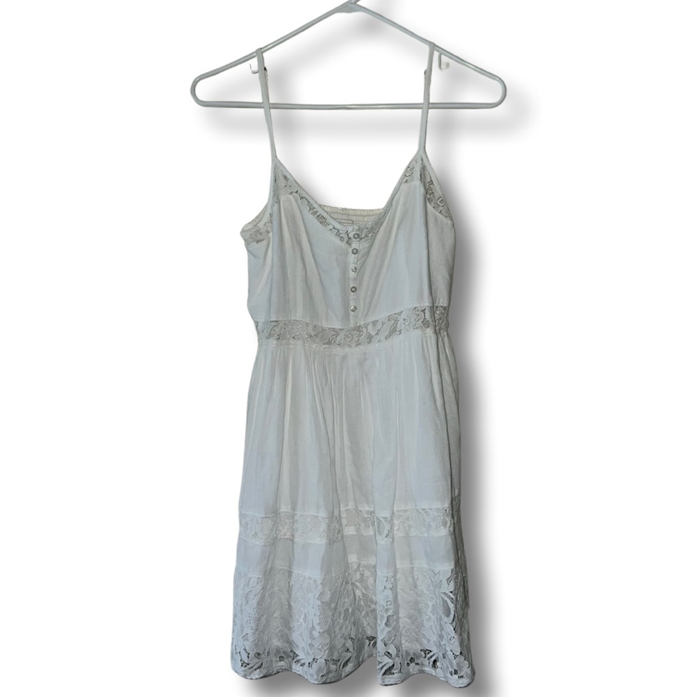 white lace + linen summer dress
